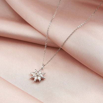 S925 Sterling Silver Hammered Star Pendant Necklace 14K Gold Plated Chain