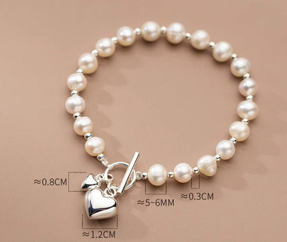 Silver Pearl Light Bead Bracelet