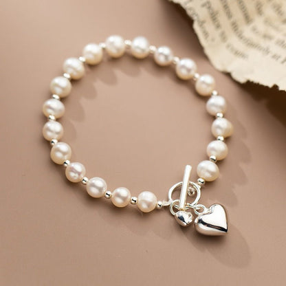 Silver Pearl Light Bead Bracelet