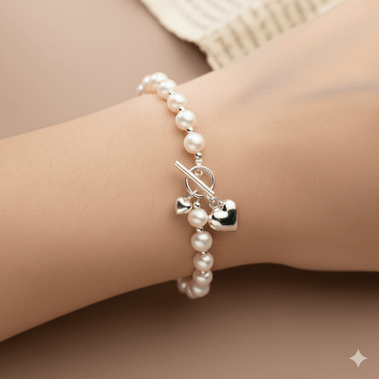 Silver Pearl Light Bead Bracelet - Lulu Wal Marjan
