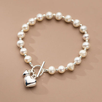 Silver Pearl Light Bead Bracelet