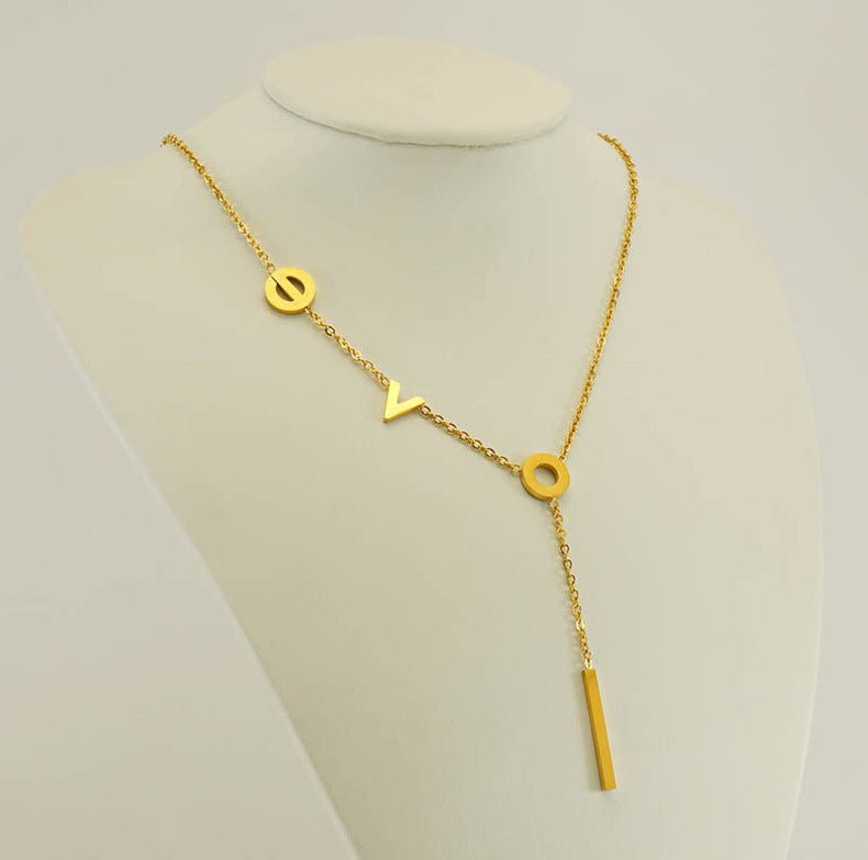 Stainless Steel Asymmetric Letter Necklace