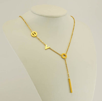 Stainless Steel Asymmetric Letter Necklace
