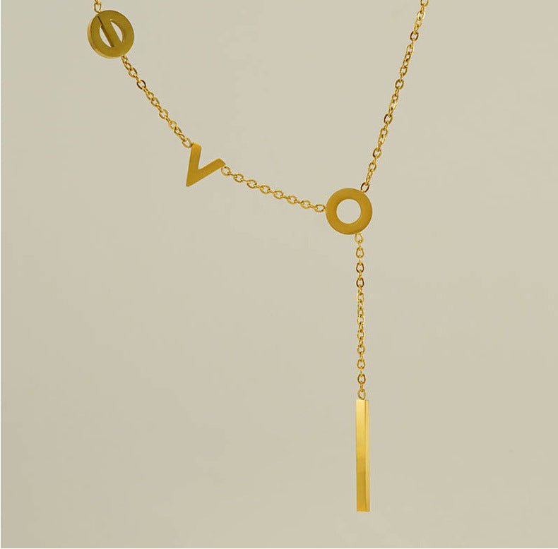 Stainless Steel Asymmetric Letter Necklace