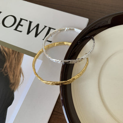 Sterling Silver Bracelet Simple And Irregular Convex Foil Pattern