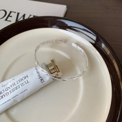 Sterling Silver Bracelet Simple And Irregular Convex Foil Pattern