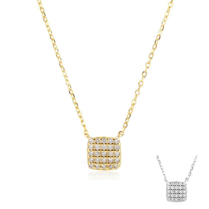 Sterling Silver Square Stone Full-shop Pendant Necklace