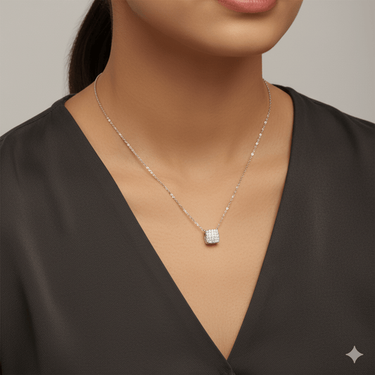 Sterling Silver Square Stone Full - shop Pendant Necklace - Lulu Wal Marjan